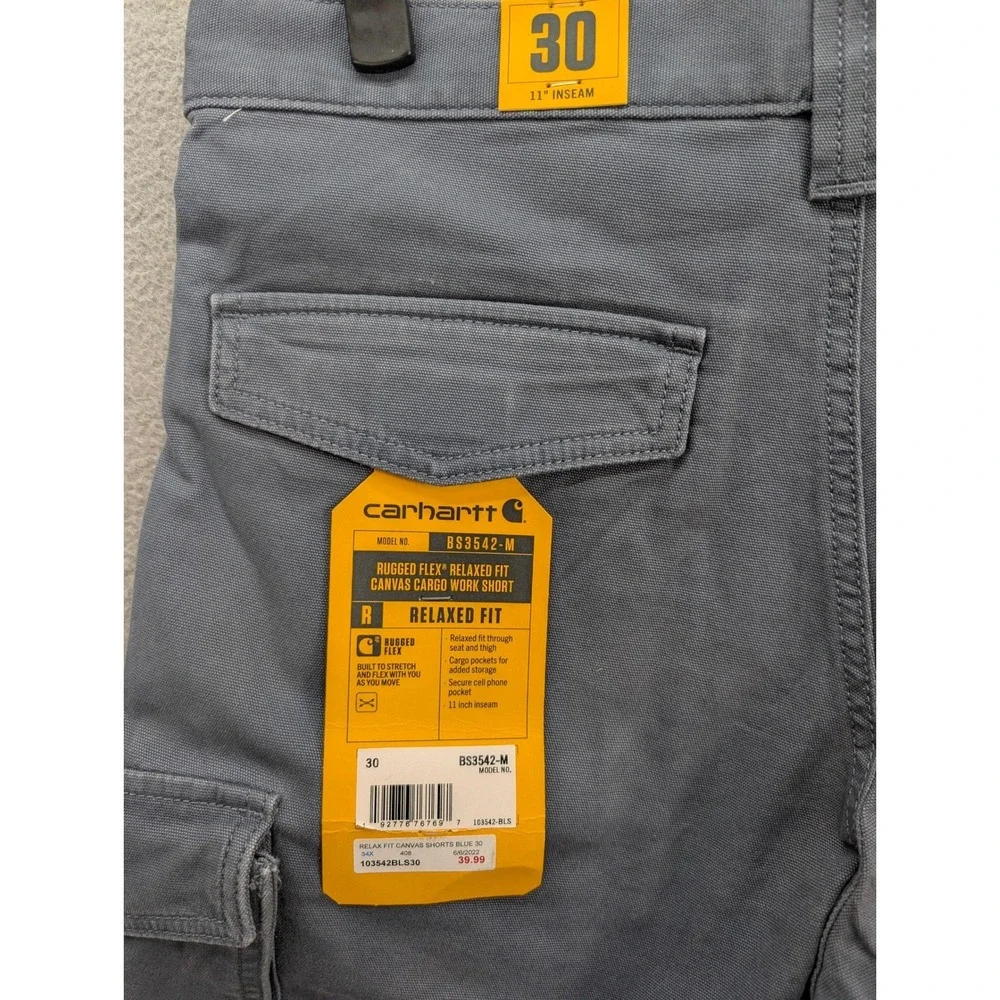 Carhartt Relaxed Fit Rugged Flex Canvas Cargo Work Shorts Men's Size 30 Gray NWT
